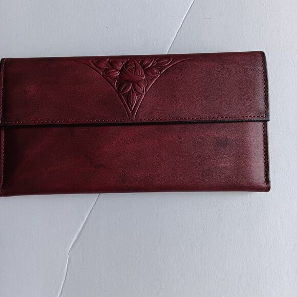 VINTAGE ROLFS  Burgundy BROWN LEATHER CLUTCH EUC - Picture 2 of 7